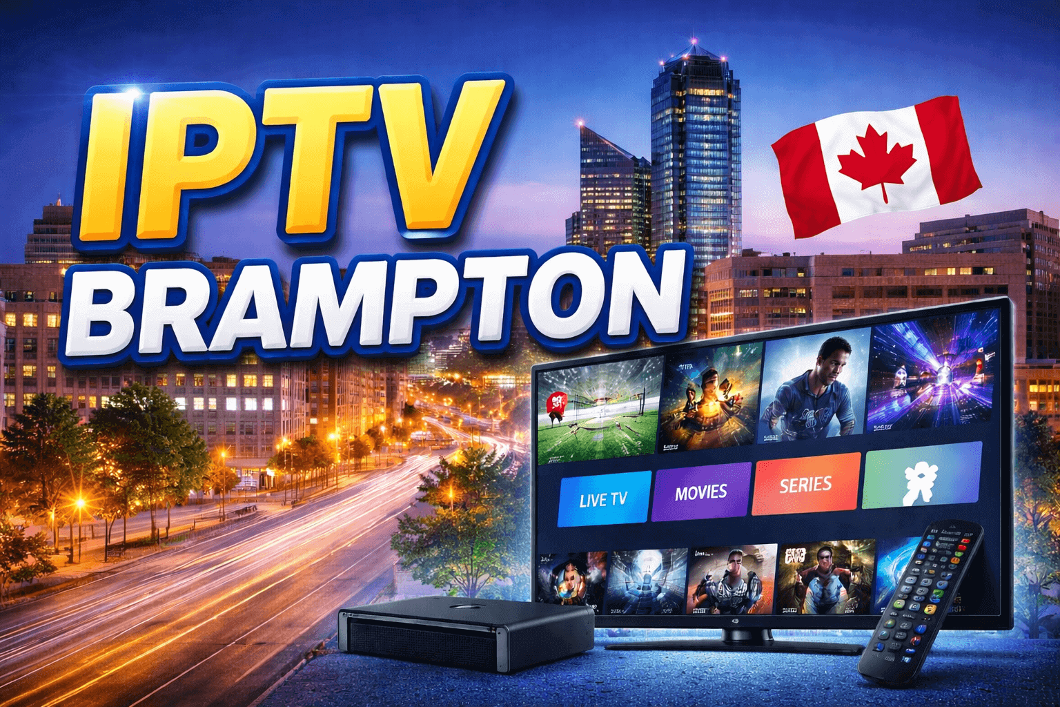 IPTV Brampton service with live TV, movies and series in Canada