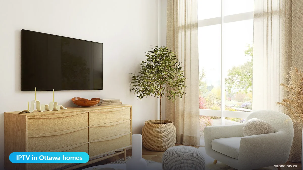 IPTV in Ottawa homes – modern living room with a smart TV