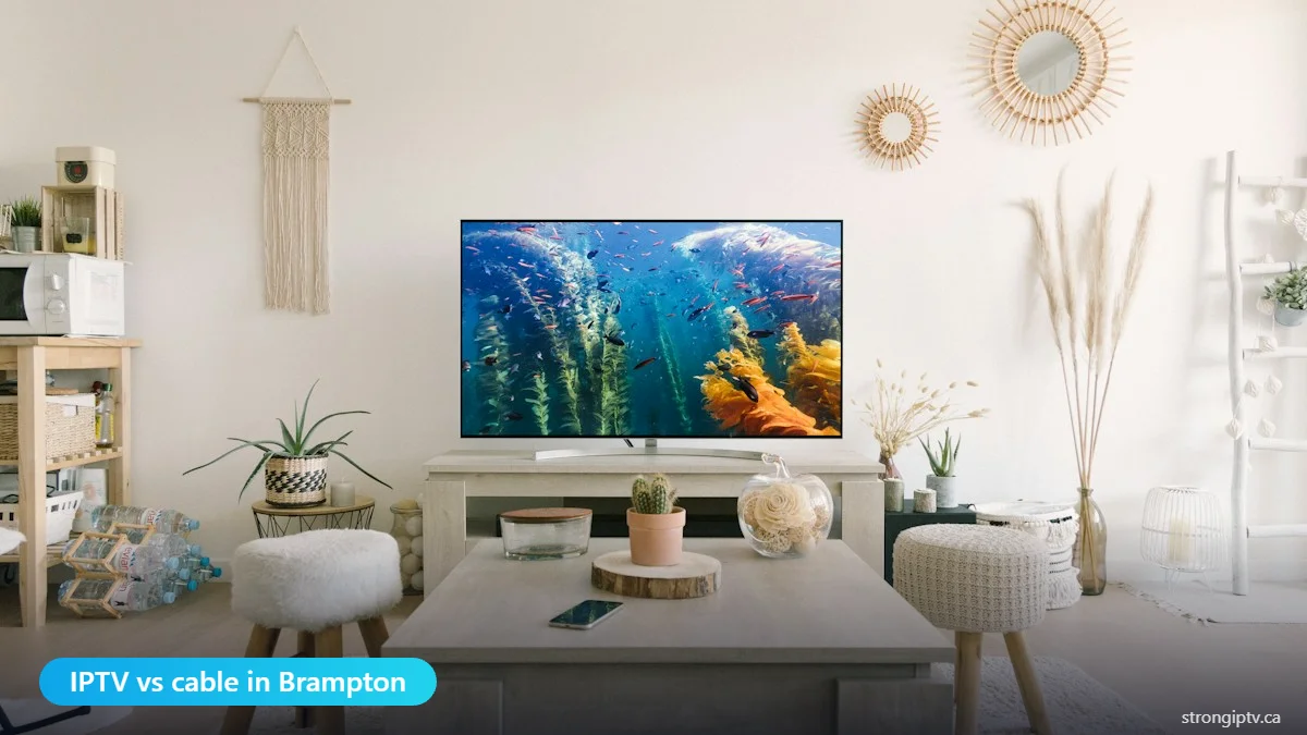 IPTV vs cable in Brampton – living room with a smart TV